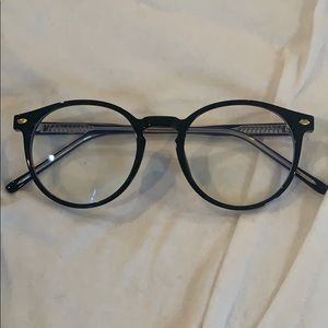 Black framed blue light glasses